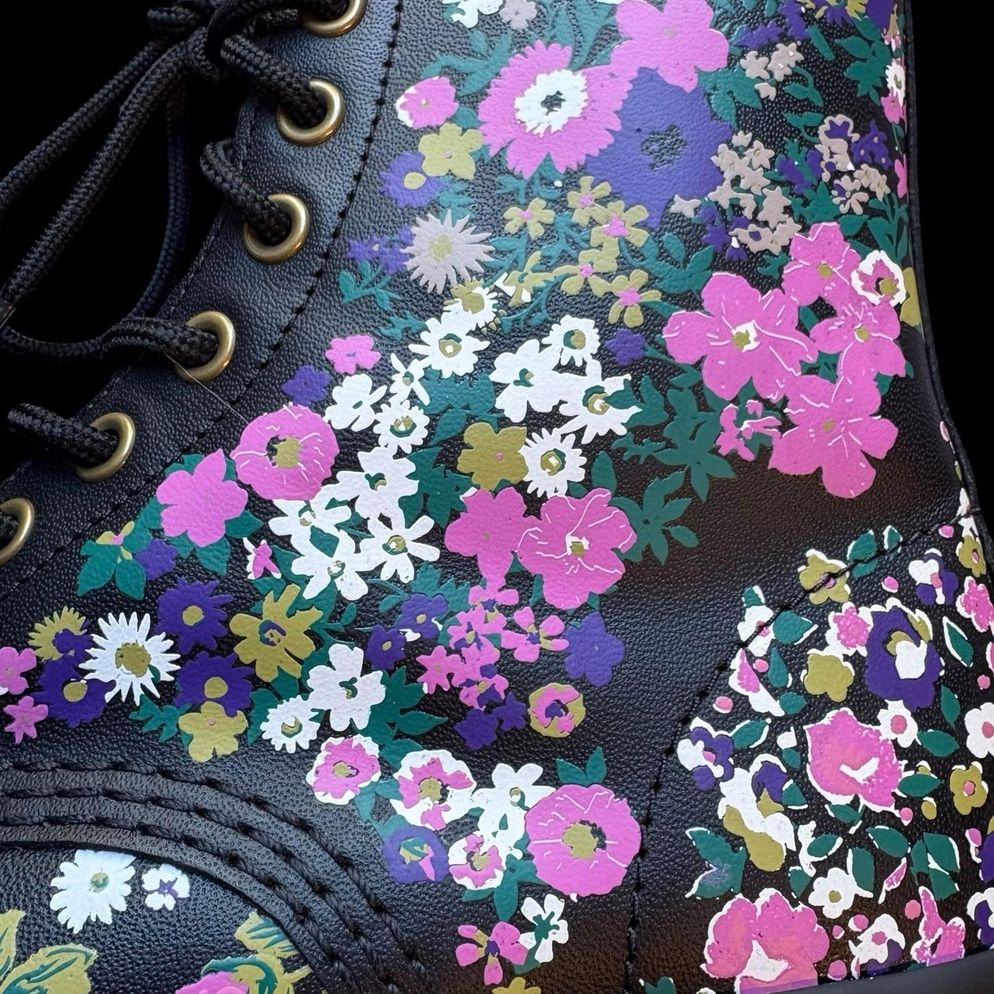 Dr. Martens 1460 Pascal Floral Lace‑Up Boots Womens US 6 — Black Floral Leather