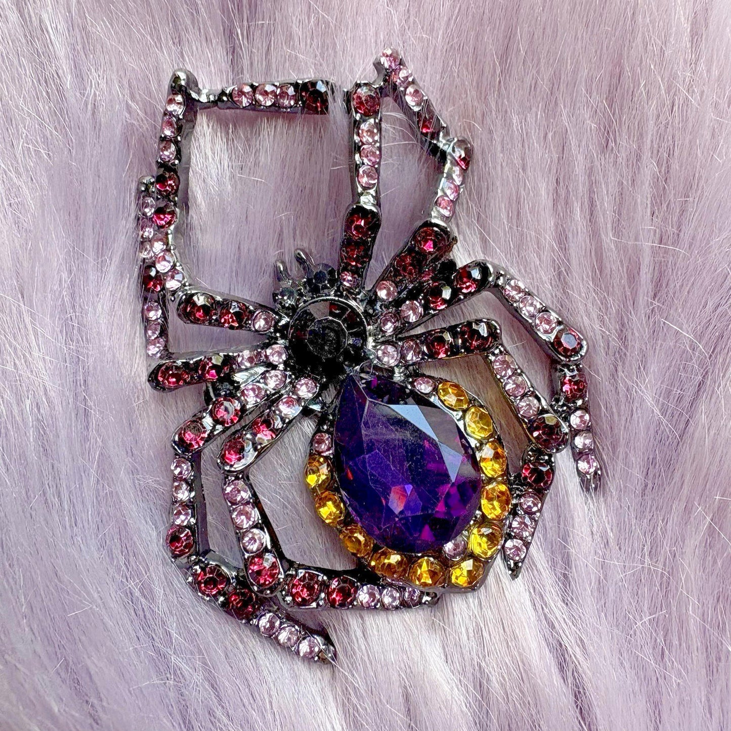 Black Spider Brooch Full Rhinestone Amethyst Simulation Insect Fashion Pin