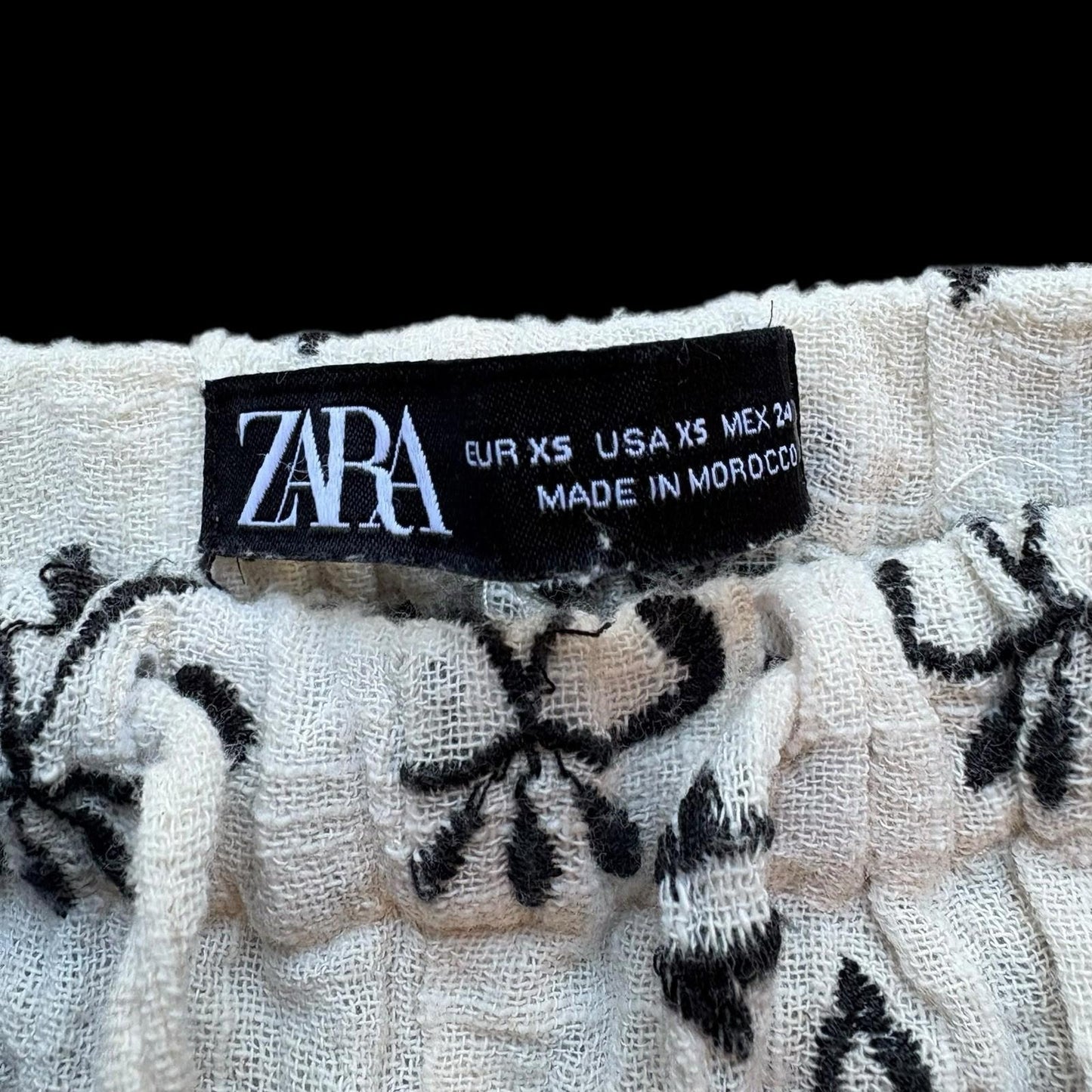 ZARA Pants Embroidered  Rustic Cream Drawstring Boho SIZE XS Womens