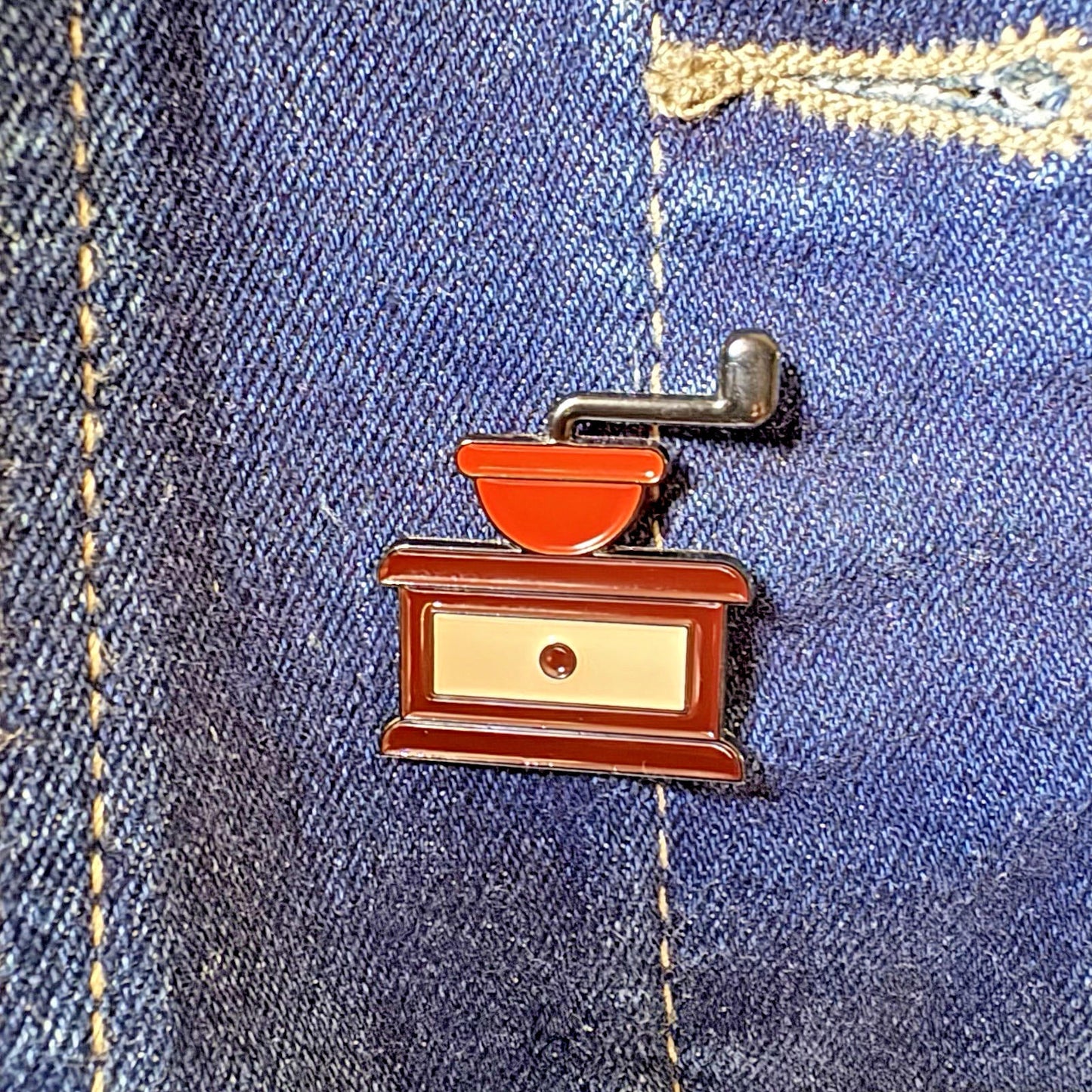 "Coffee Grind My Heart" Enamel Pin -Wear Your Caffeine/Espresso Fashion/Jewelry
