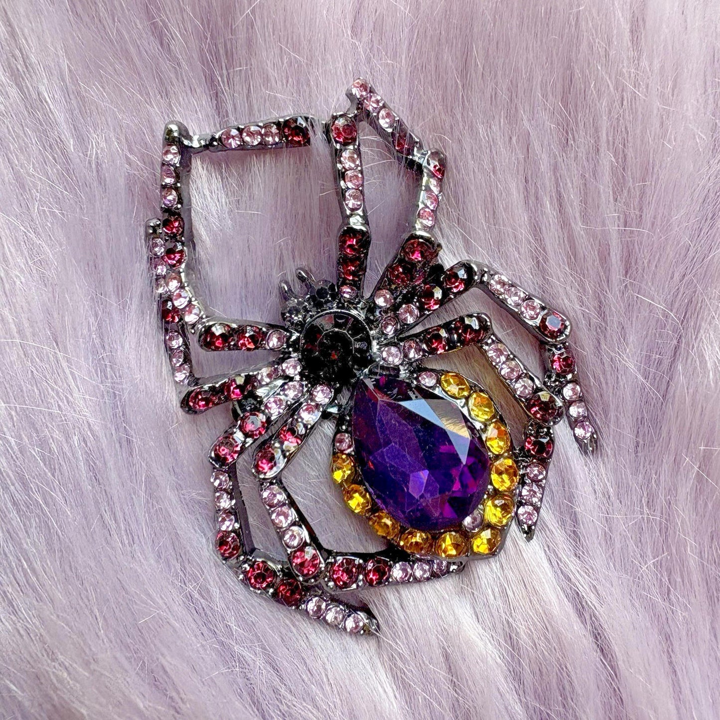 Black Spider Brooch Full Rhinestone Amethyst Simulation Insect Fashion Pin
