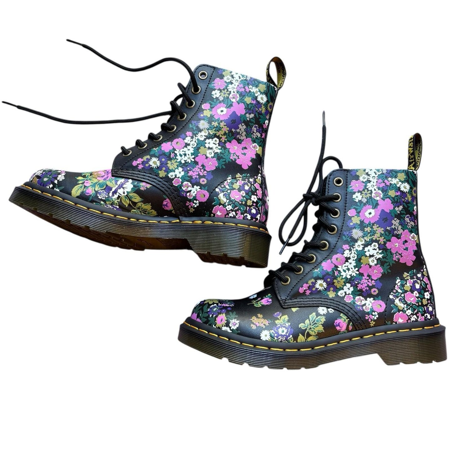 Dr. Martens 1460 Pascal Floral Lace‑Up Boots Womens US 6 — Black Floral Leather