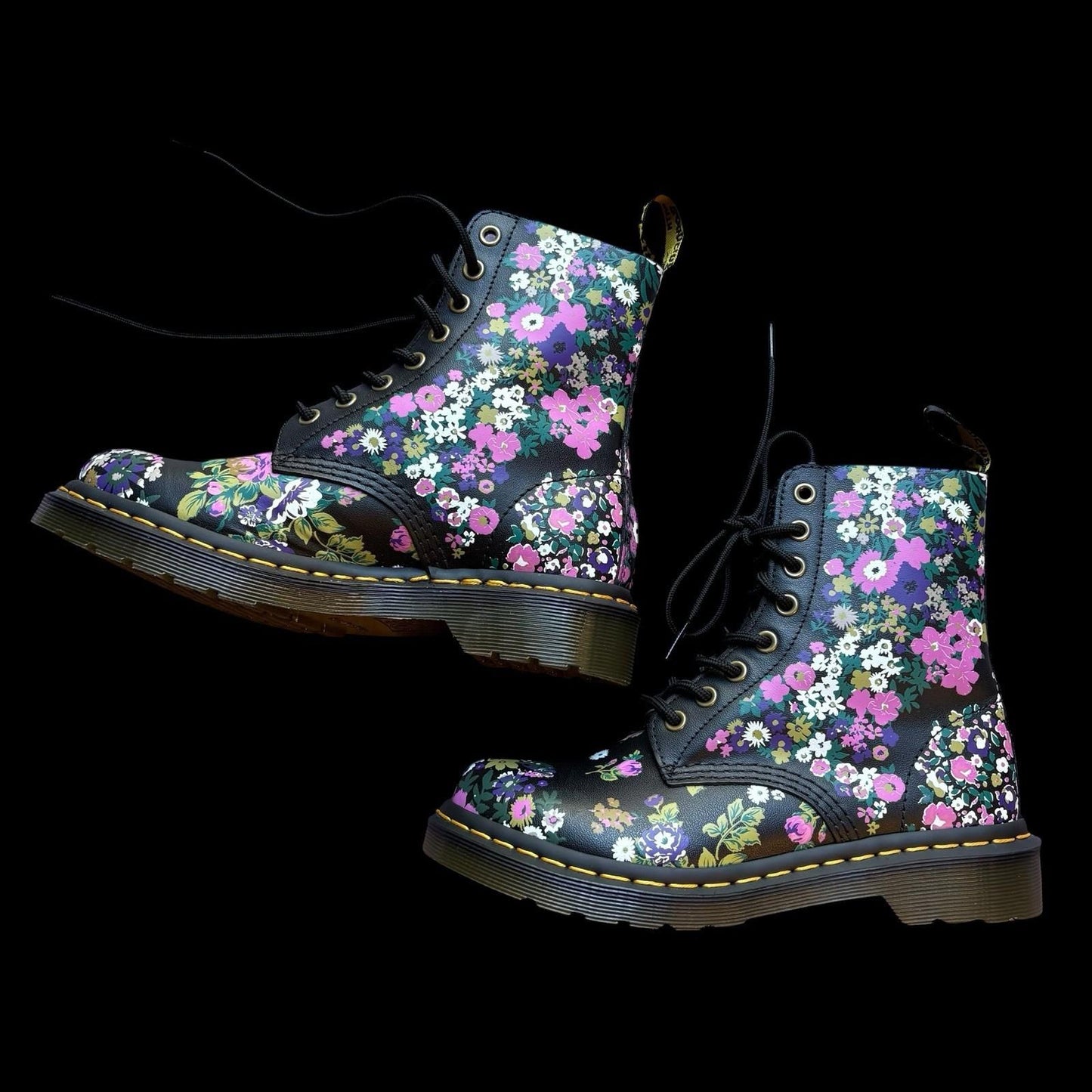 Dr. Martens 1460 Pascal Floral Lace‑Up Boots Womens US 6 — Black Floral Leather