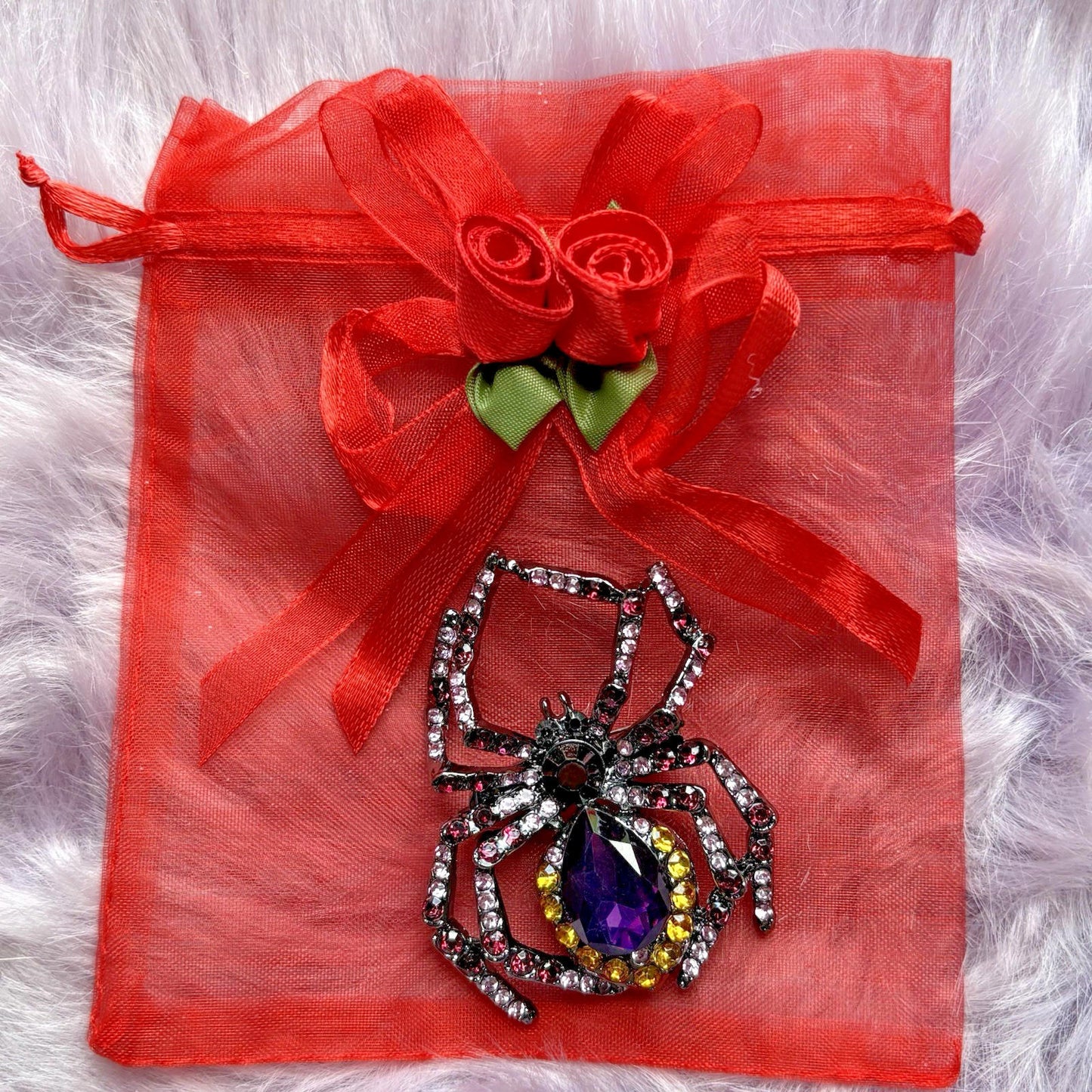 Black Spider Brooch Full Rhinestone Amethyst Simulation Insect Fashion Pin
