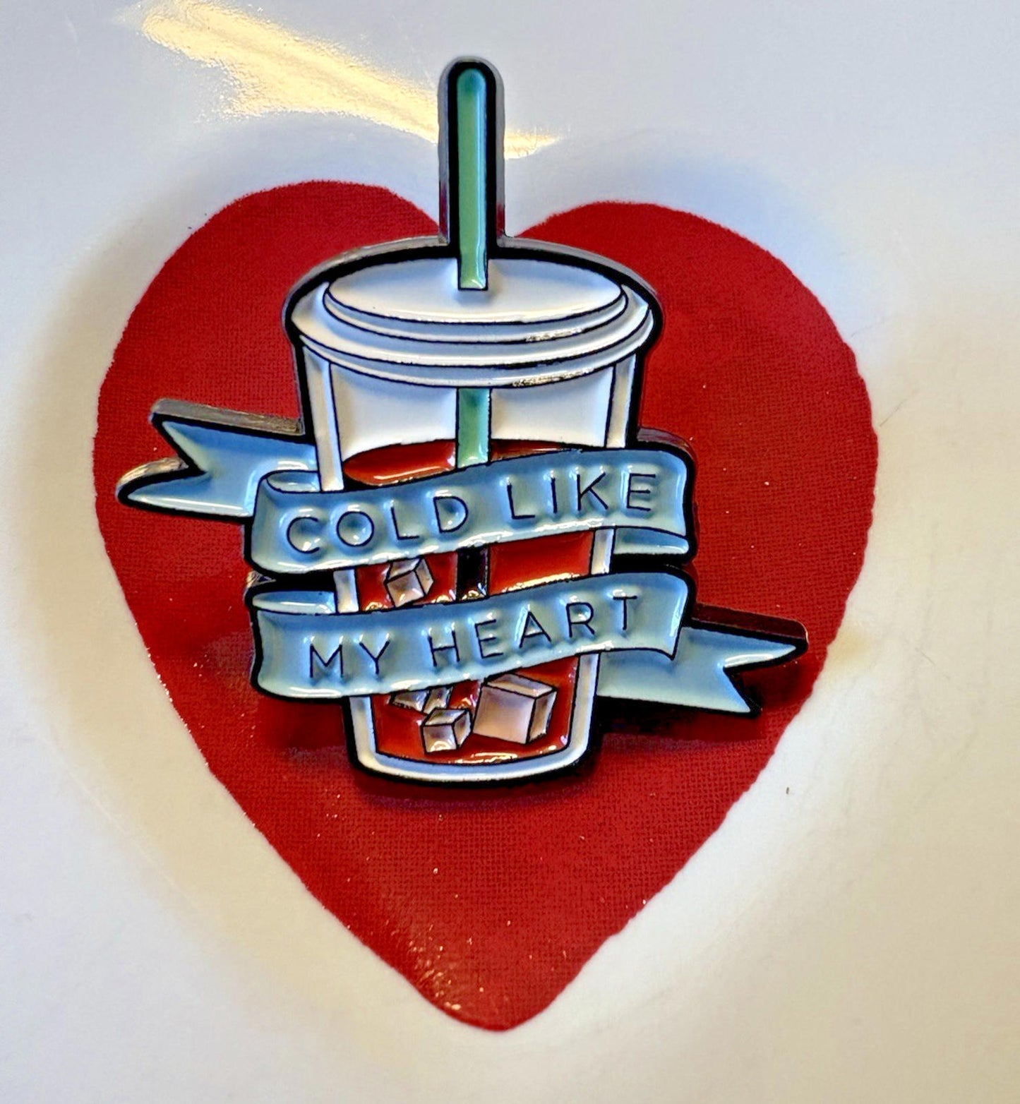 “Cold Like My Heart” Iced Coffee Enamel Pin -Wear Your Caffeine Fashion/Jewelry