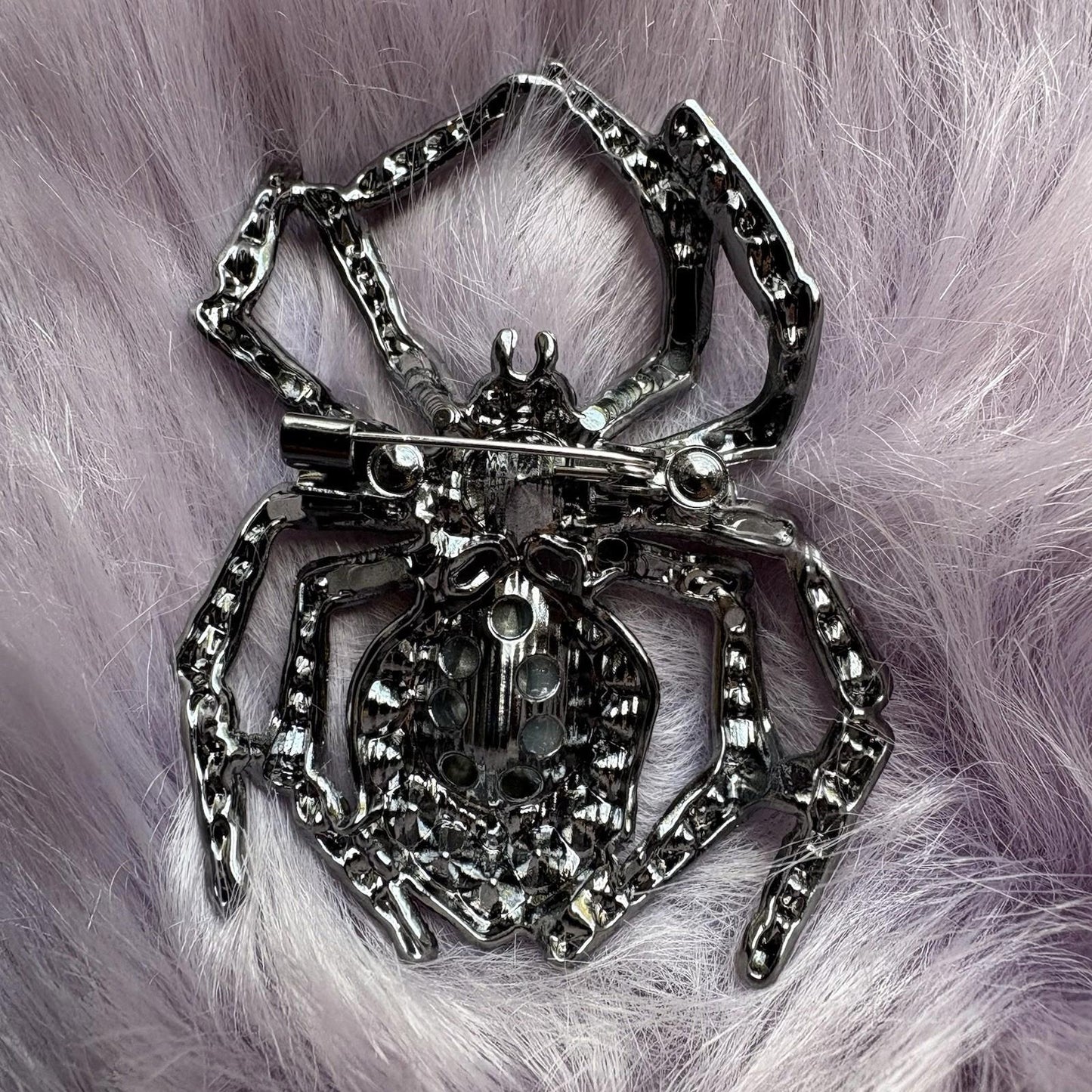 Black Spider Brooch Full Rhinestone Amethyst Simulation Insect Fashion Pin